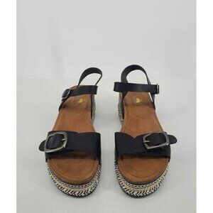 Aloha Island Platform Black Espadrille Sandals Trim Aztec Design Sides 9